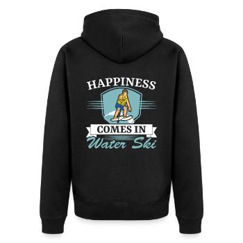 Happiness comes in waterskiing Waterskiing - Unisex Premium Organic Zip Hoodie - black - Back - Nico (187cm)