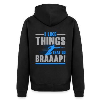 I like things that run barefoot water skiing water - Unisex Premium Organic Zip Hoodie - black - Back - Nico (187cm)