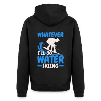 I go water skiing Waterskiing Water - Unisex Premium Organic Zip Hoodie - black - Back - Nico (187cm)