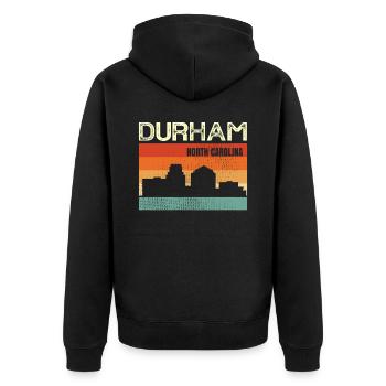 Durham North Carolina - Unisex Premium Bio Zip Hoodie - Schwarz - Hinten - Nico (187cm)