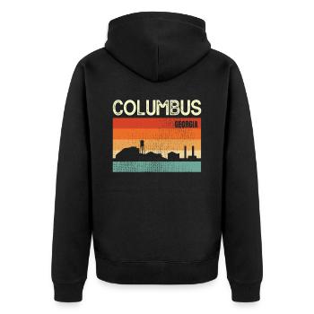 Kolumbus Georgia - Unisex Premium Bio Zip Hoodie - Schwarz - Hinten - Nico (187cm)