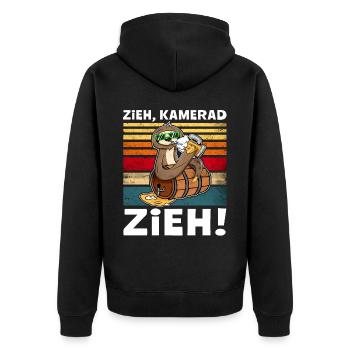 Bier Trinken Biersprüche Faultier Saufen - Unisex Premium Bio Zip Hoodie - Schwarz - Hinten - Nico (187cm)