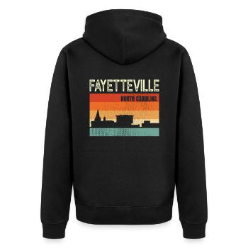 Fayetteville North Carolina - Unisex Premium Bio Zip Hoodie - Schwarz - Hinten - Nico (187cm)