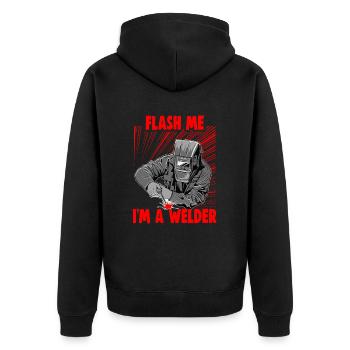 Conception de slogan de soudeur pour les métallurgistes - Veste à capuche bio Premium Unisexe - noir - Dos - Nico (187cm)