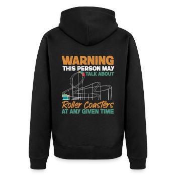 Roller Coaster Warning This Person - Unisex Premium Organic Zip Hoodie - black - Back - Nico (187cm)