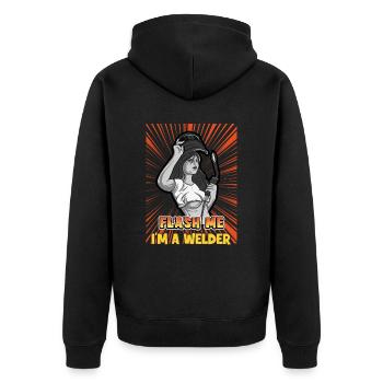 Welder Spruch Design for MetalWorkers - Unisex Premium Organic Zip Hoodie - black - Back - Nico (187cm)