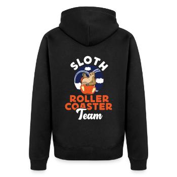 Roller Coaster Sloth Sloth Roller - Unisex Premium Bio Zip Hoodie - Schwarz - Hinten - Nico (187cm)