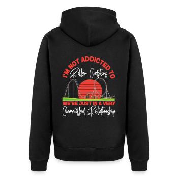 Roller Coaster I'm Not Addicted To - Unisex Premium Bio Zip Hoodie - Schwarz - Hinten - Nico (187cm)