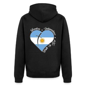 Liberté Foi en Dieu - Argentine - Veste à capuche bio Premium Unisexe - noir - Dos - Nico (187cm)