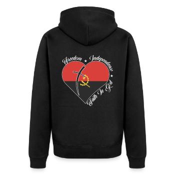 Freedom Faith in God - Angola - Unisex Premium Organic Zip Hoodie - black - Back - Nico (187cm)