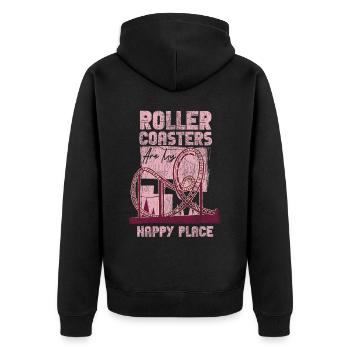Roller Coaster Vintage Roller - Unisex Premium Bio Zip Hoodie - Schwarz - Hinten - Nico (187cm)