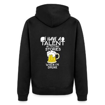 I have a talent for telling stories when - Unisex Premium Organic Zip Hoodie - black - Back - Nico (187cm)