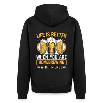 Homebrewing Beer Brewing Alcohol Drinker Alcoholic - Unisex Premium Bio Zip Hoodie - Schwarz - Hinten - Nico (187cm)