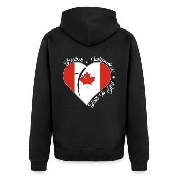 Freedom Faith in God - Canada - Unisex Premium Organic Zip Hoodie - black - Back - Nico (187cm)