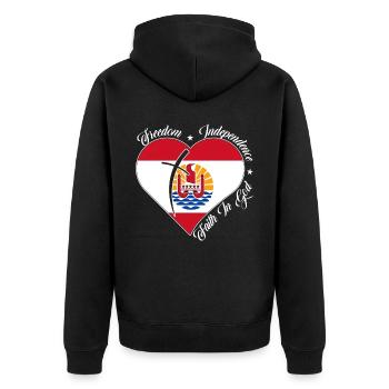 Freiheit Glaube An Gott - Bora Bora - Unisex Premium Bio Zip Hoodie - Schwarz - Hinten - Nico (187cm)