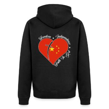 Freedom Faith in God - China - Unisex Premium Organic Zip Hoodie - black - Back - Nico (187cm)