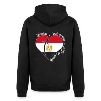Freiheit Glaube An Gott - Ägypten - Unisex Premium Bio Zip Hoodie - Schwarz - Hinten - Nico (187cm)