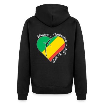 Freedom Faith in God - Congo - Unisex Premium Organic Zip Hoodie - black - Back - Nico (187cm)