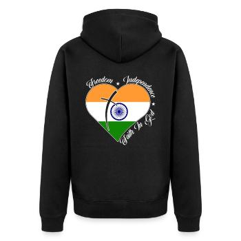 Freedom Faith in God - India - Unisex Premium Organic Zip Hoodie - black - Back - Nico (187cm)