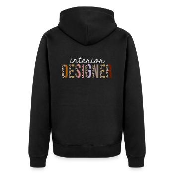 Interior Designer Leopard Print lustiges Geschenk - Unisex Premium Bio Zip Hoodie - Schwarz - Hinten - Nico (187cm)