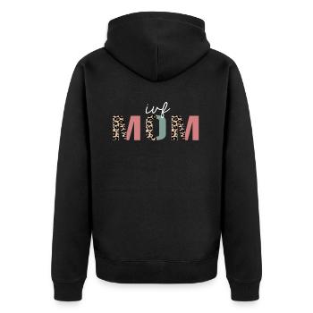 IVF Mom Leopard Print Funny Gift - Unisex Premium Organic Zip Hoodie - black - Back - Nico (187cm)