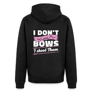 Ich Trage Keine Bögen, Ich Schieße Sie - Unisex Premium Bio Zip Hoodie - Schwarz - Hinten - Nico (187cm)