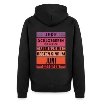 Kfz-Mechaniker Geburtstag Juni geboren Schlosserin - Unisex Premium Bio Zip Hoodie - Schwarz - Hinten - Nico (187cm)