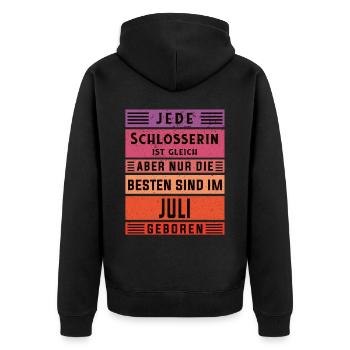 Kfz-Mechaniker Geburtstag Juli geboren Schlosserin - Unisex Premium Bio Zip Hoodie - Schwarz - Hinten - Nico (187cm)