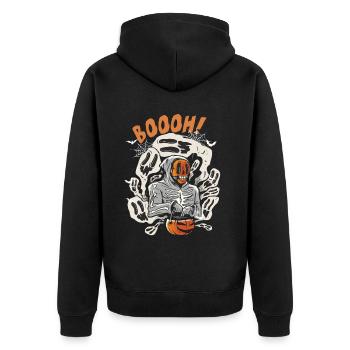 Skeleton Dinosaur Trex Dino Pumpkins Moon Boys - Unisex Premium Organic Zip Hoodie - black - Back - Nico (187cm)