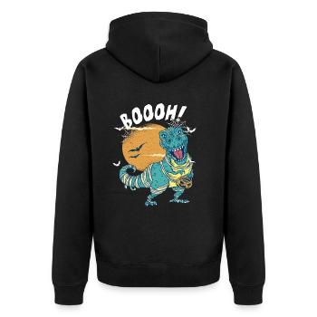 Dinosaur Trex Dino Pumpkins Moon Boys - Unisex Premium Organic Zip Hoodie - black - Back - Nico (187cm)