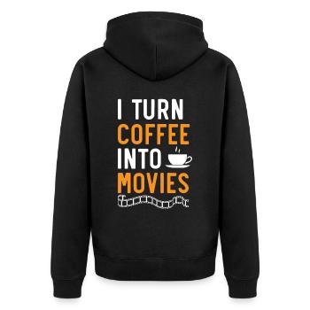 Je transforme le café en films Réalisateur de films Réalisation de films - Veste à capuche bio Premium Unisexe - noir - Dos - Nico (187cm)