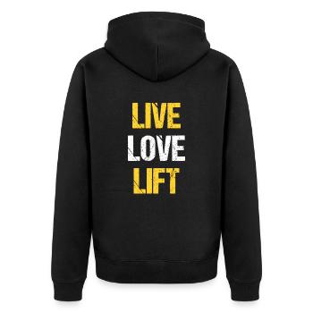 Live Love Lift Forklift Driver Forklift - Unisex Premium Organic Zip Hoodie - black - Back - Nico (187cm)
