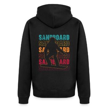 Retro Sandboard Sanboarder Boardsport Sandboarding - Unisex Premium Organic Zip Hoodie - black - Back - Nico (187cm)