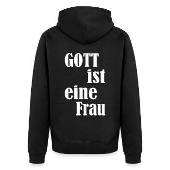 Weltfrauentag Gott Ist Eine Frau - Unisex Premium Bio Zip Hoodie - Schwarz - Hinten - Nico (187cm)