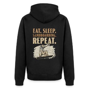 Eat Sleep Sandboarding Repeat Sandboard Sanboarder - Unisex Premium Organic Zip Hoodie - black - Back - Nico (187cm)