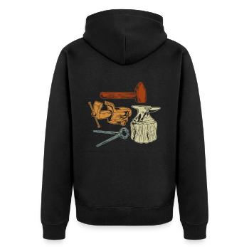 Schmied Schmiede Amboss Metallbauer Metall - Unisex Premium Bio Zip Hoodie - Schwarz - Hinten - Nico (187cm)