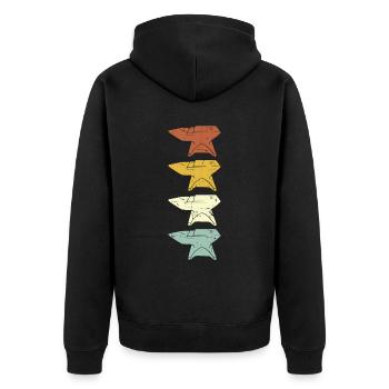 Schmied Schmiede Amboss Metallbauer Metall - Unisex Premium Bio Zip Hoodie - Schwarz - Hinten - Nico (187cm)