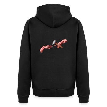 Schmied Schmiede Amboss Metallbauer Metall - Unisex Premium Bio Zip Hoodie - Schwarz - Hinten - Nico (187cm)