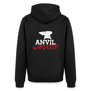 Ambossflüsterer - Schmied Schmiede Metall - Unisex Premium Bio Zip Hoodie - Schwarz - Hinten - Nico (187cm)