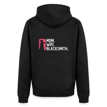 Mutter. Ehefrau. Schmiedin. - Blacksmith Frauen - Unisex Premium Bio Zip Hoodie - Schwarz - Hinten - Nico (187cm)