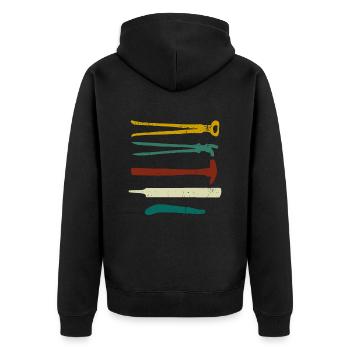 Hufschmied Schmiede Anivl Blacksmithing - Unisex Premium Bio Zip Hoodie - Schwarz - Hinten - Nico (187cm)