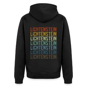 Lichtenstein Stadt Retro Vintage - Unisex Premium Bio Zip Hoodie - Schwarz - Hinten - Nico (187cm)