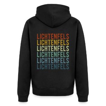 Lichtenfels Stadt Retro Vintage - Unisex Premium Bio Zip Hoodie - Schwarz - Hinten - Nico (187cm)