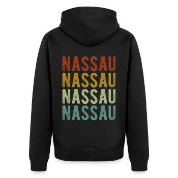 Nassau Stadt Retro Vintage - Unisex Premium Bio Zip Hoodie - Schwarz - Hinten - Nico (187cm)