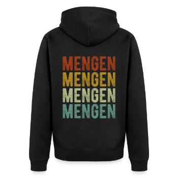 Mengen Stadt Retro Vintage - Unisex Premium Bio Zip Hoodie - Schwarz - Hinten - Nico (187cm)