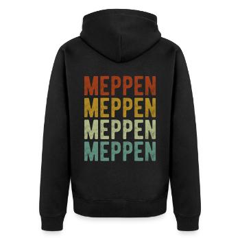 Meppen Stadt Retro Vintage - Unisex Premium Bio Zip Hoodie - Schwarz - Hinten - Nico (187cm)