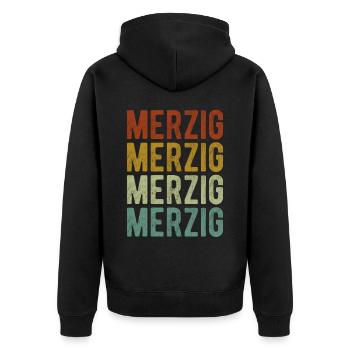 Merzig Stadt Retro Vintage - Unisex Premium Bio Zip Hoodie - Schwarz - Hinten - Nico (187cm)
