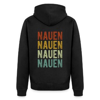 Nauen Stadt Retro Vintage - Unisex Premium Bio Zip Hoodie - Schwarz - Hinten - Nico (187cm)