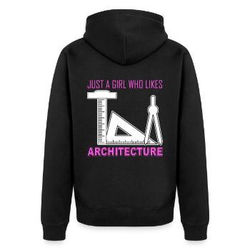 Architekt Architecute Girl Architektur - Unisex Premium Bio Zip Hoodie - Schwarz - Hinten - Nico (187cm)