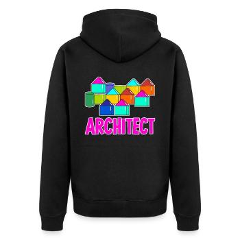 Architekt Bauklötze Bauklotz Architektur - Unisex Premium Bio Zip Hoodie - Schwarz - Hinten - Nico (187cm)
